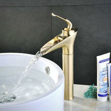 Groofoo Robinet Salle De Bain Or Bross Cascade Haut Robinets De Lavabo