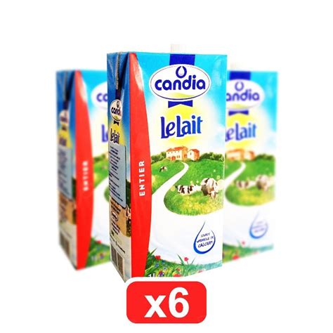 Pack de 6 Lait Demi écrémé en Brique Candia 1L Source Naturelle de