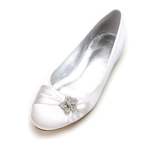 Creativesugar Rounded Toe Satin Dress Flats Shoes With Star Crystal Rhinestone Charm Clip