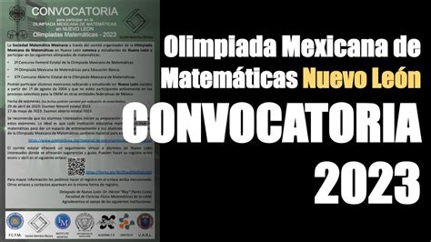 Convocatoria 2023 Olimpiada Mexicana de Matemáticas en Nuevo León