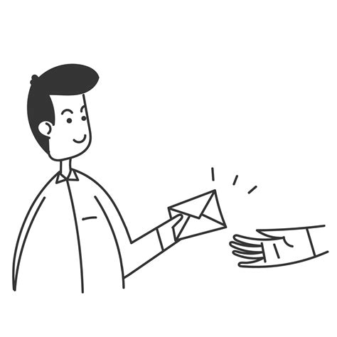 Hand Drawn Doodle Person Give Letter To Another 21522756 Vector Art At