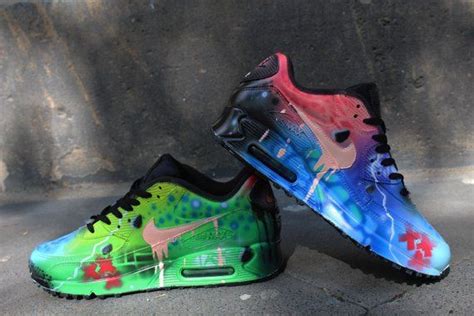 Custom Airbrush Painted Nike Air Max 90 Crazy Funky Colours Etsy Air