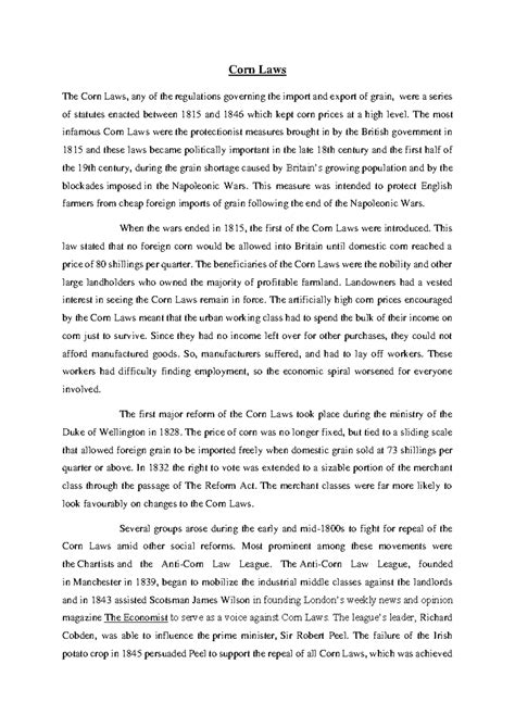 Corn Law - Victorian age corn law - Corn Laws The Corn Laws, any of the