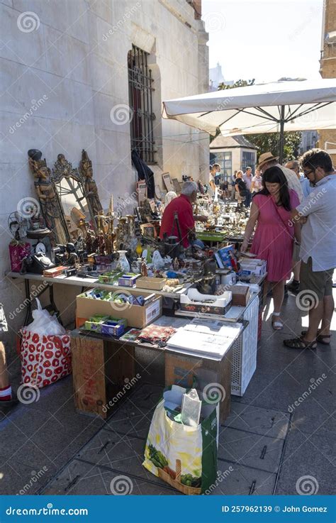 Flea Market Stalls In Cadiz Spain Editorial Stock Image Image Of