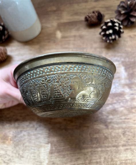 Antique Persian Or Egyptian Brass Bowls Set Of 3 Etsy