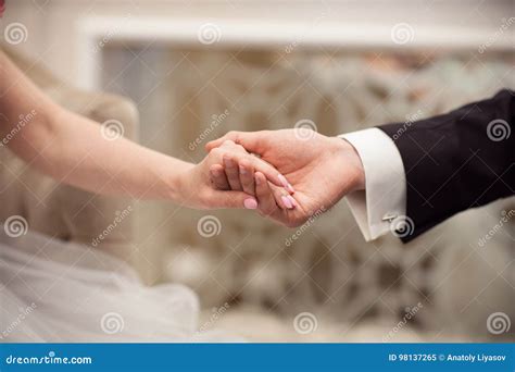 Bride And Groom Holding Hands Stock Image Image Of Event Lovely