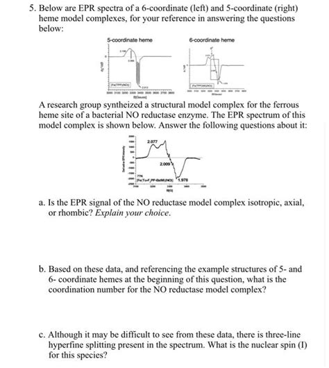 Solved 5 Below Are EPR Spectra Of A 6 Coordinate Left And Chegg