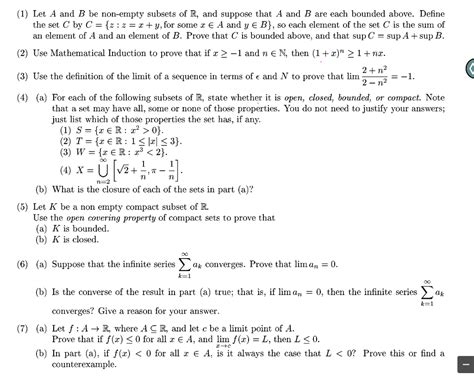 Solved 1 Let A And B Be Non Empty Subsets Of R And Chegg