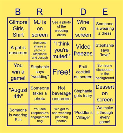 Bridal Shower Bingo Bingo Card