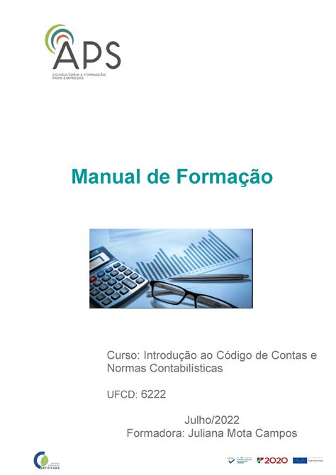 Manual De Formação Ufcd 6222 Manual De Formação Curso Introdução Ao Código De Contas E Normas