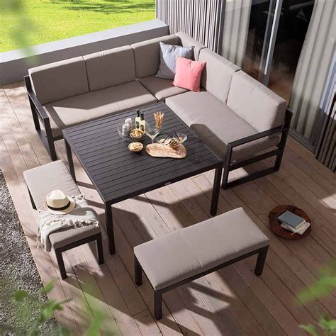 Salon De Jardin Repas En Aluminium Oc An Anthracite Taupe