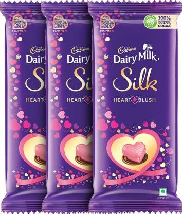 Cadbury Dairy Milk Silk Plain Valentine Heart Blush Chocolate Bar, 150 ...