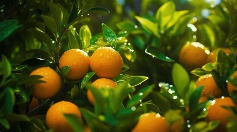 Un Mont N De Naranjas En Un Rbol Con Gotas De Lluvia Sobre Ellas