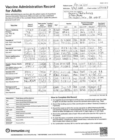 Proof of Immunity Requirements and Examples | Middlebury