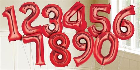 26 Red 0,1,2,3,4,5,6,7,8,9 Number Foil Balloons-create Your Number ...