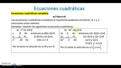 Ecuaci N Cuadr Tica Completa Youtube