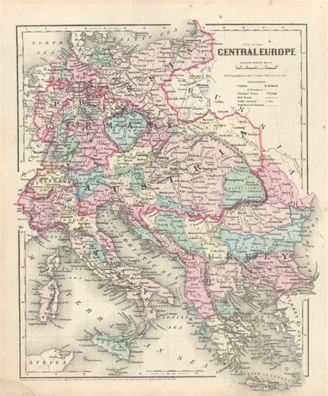 Colton's 1860 Map of Central Europe - Art Source International