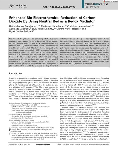 Enhanced Bio Electrochemical Reduction Of Carbon Dioxide By Using Neutral Red As A Redox