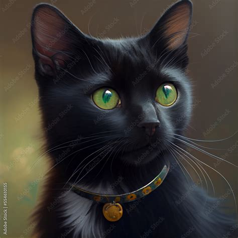 Cute Black Cat with Small White Patch on their Chest, AI Stock ...