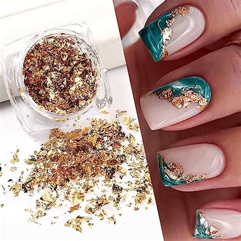 Amazon Grids Metallic Nail Art Foil Flakes Gold Nail Glitter