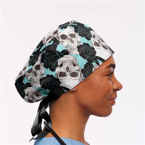 Scrub Caps Women Skull Surgical Cap Ponytail Scrub Caps For Women