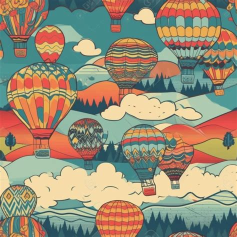 Premium Ai Image A Group Of Hot Air Balloons Flying Over A Mountain