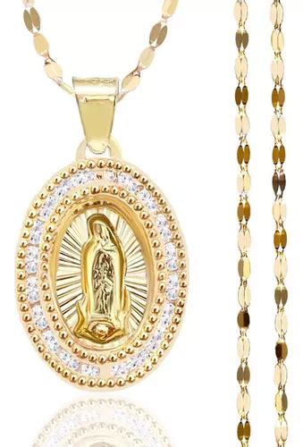 Medalla Virgen Guadalupe Bébe Bautizo Y Cadena De Oro 10k Envío gratis