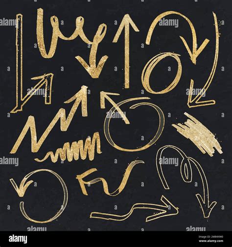 Doodle Gold Highlight Arrow Vector Set Stock Vector Image Art Alamy