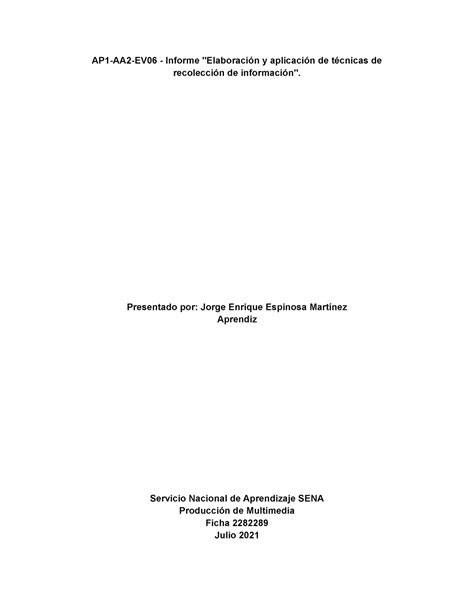 AP1 AA2 EV06 Informe Elaboración y aplicación de técnicas de