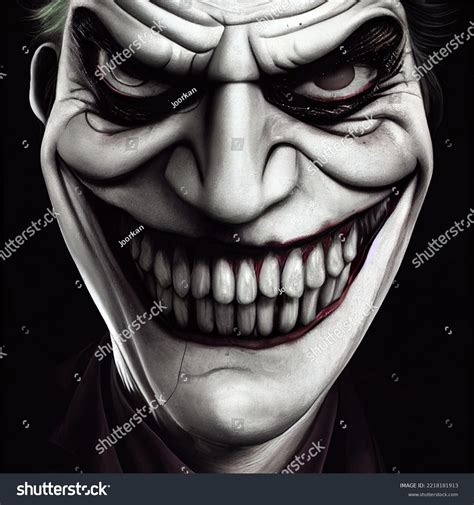 Scary Terrible Joker Smile Big Mouth Stock Illustration 2218181913 ...