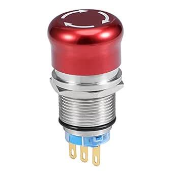 Uxcell Mm Mounting Hole Metal Latching Emergency Stop Push Button