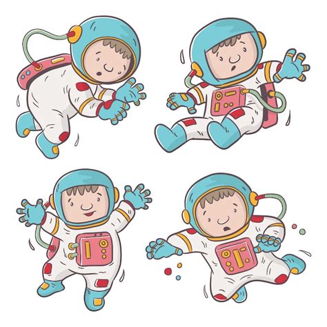 Dibujos Animados Lindo Astronauta Vector Premium