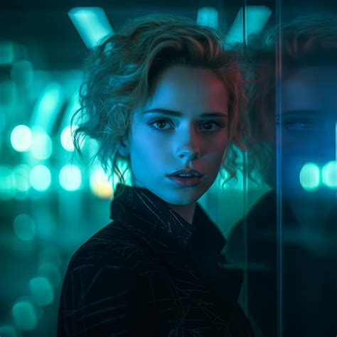 Premium Photo A Woman With Blonde Hair Standing In Front Of A Mirror