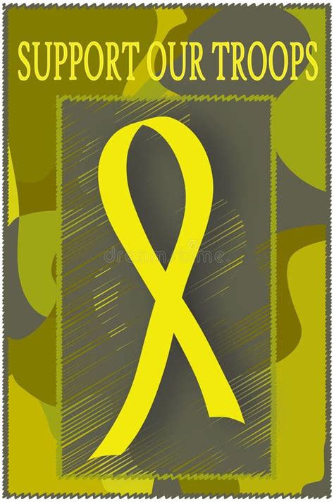 Support Our Troops Yellow Ribbon Stock Vector Illustration Of