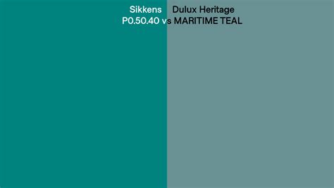 Sikkens P0 50 40 Vs Dulux Heritage MARITIME TEAL Side By Side Comparison