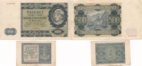 Polen 1 500 Zloty Zlotych 1940 1941 Geldschein Banknote 2 Scheine Iv