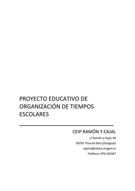 Pdf Proyecto Educativo De Organizaci N De Tiempos Escolares