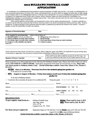 Copperas Cove Isd Football Camp Application Form Fill And Sign