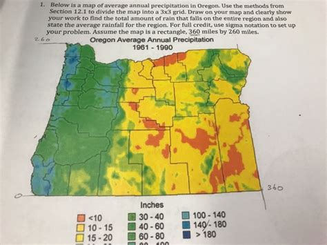 Solved Below is a map of average annual precipitation in | Chegg.com