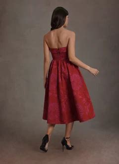 Madeline Red Hot Pink Midi Dress Azazie UK