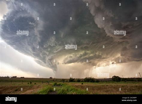 Supercell Thunderstorm Forming Over Rural Oklahoma USA A Supercell