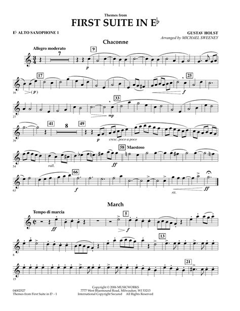 First Suite In E Flat Themes From Eb Alto Saxophone 1 Sheet Music