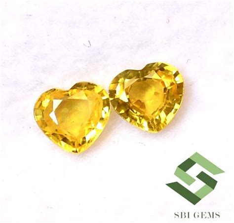 Cts Natural Yellow Sapphire Heart Shape Cut Pair X Mm Loose