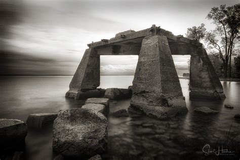 Remnants of the old Erie Beach Park in Fort Erie, Ontario. These pillars were part of The Plane ...