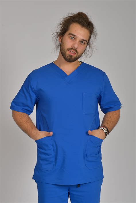 Bluzka Medyczna M Ska Scrubs Premium Blue Odzie Medyczna Flowmed Pl