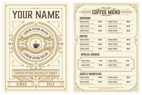 Coffee Shop Vintage Menu Template Graphic by Roverto Castillo ...