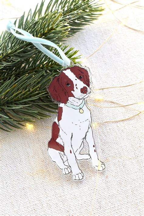 Acrylic Brittany Spaniel Ornament Liver And White Dog Ornament Etsy