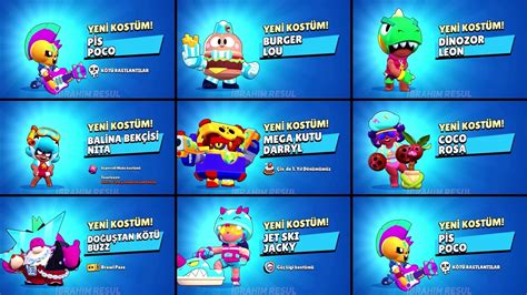 BRAWL STARS TÜM YENİ GELEN KOSTÜMLERİN ÇIKMA ANI YouTube