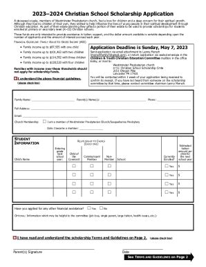 Fillable Online 20232024 Christian School Scholarship Application Fax