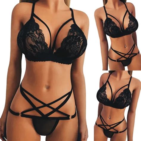 ENSEMBLE DE LINGERIE Sexy En Dentelle See Thought Avec Soutien Gorge